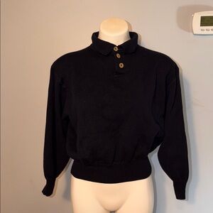 I Levrieri Men’s 100% Merino Wool Polo Pullover Sweater Black. X-Small. READ!